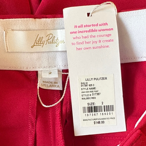 NWT Lilly Pulitzer Ana High Rise Pant Women’s 2 Malbec Red Trousers Business - Picture 7 of 8